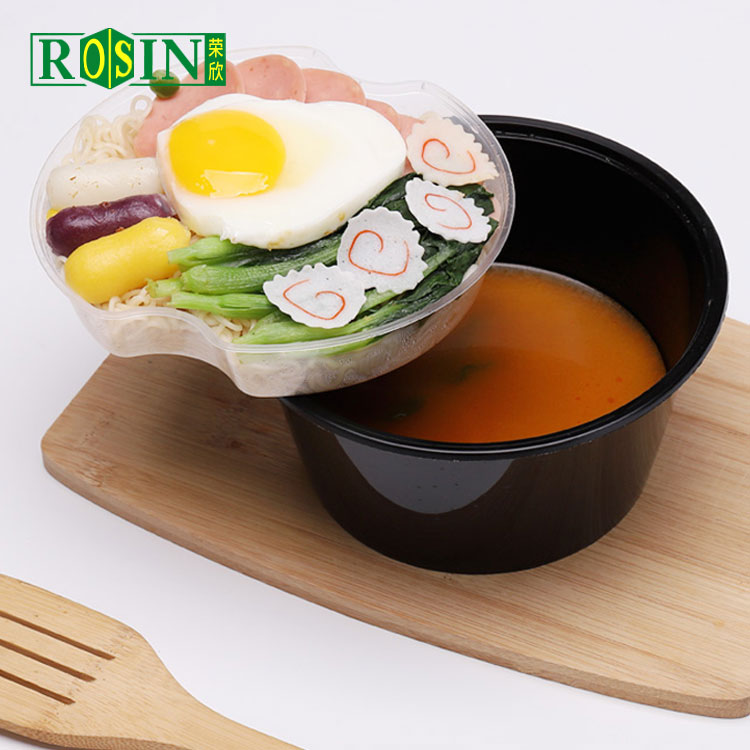 PP 2 Layer Black Noodle Bowl with Lid