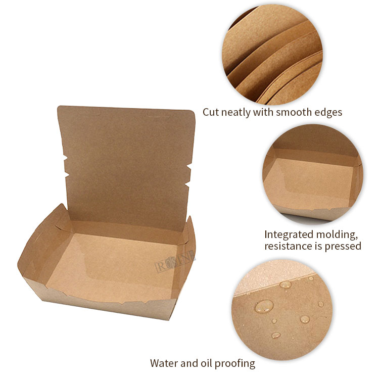 Takeaway Kraft Paper Lunch Box Fast Food Containers With LidTakeaway Kraft Paper Lunch Box Fast Food Containers With Lid