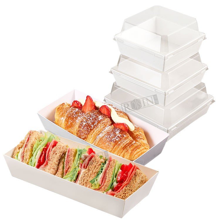 brown kraft paper takeaway sushi packaging box with clear lid