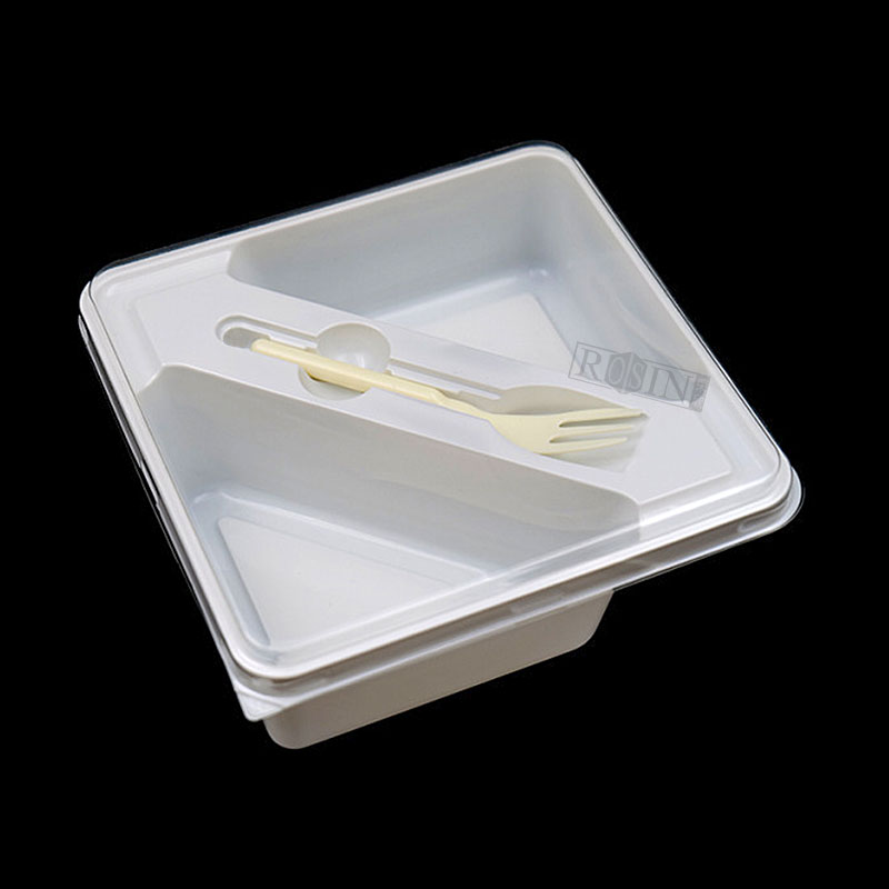 2 grid Pastry Plastic Box With Fork