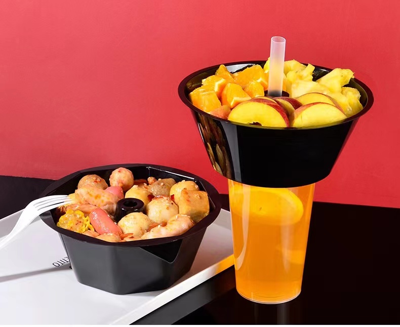 plastic cup with snack bowl