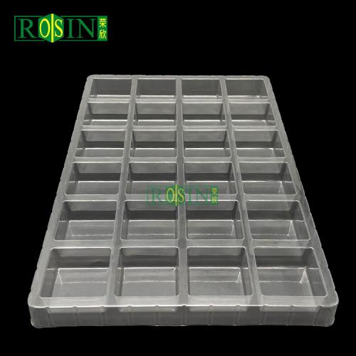 24 Compartment Rectangular Transparent PET Chocolate Insert Tray Packaging for Ice Cube and Trays