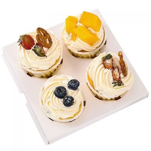 Wholesales portable white paper muffin cake box 4/6/12 pieces transparent PET clear lid cover cupcake packaging box