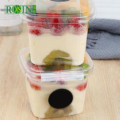 Customized Disposable Transparent PET Cake Food Container Plastic Pudding Cups with Clear Lid