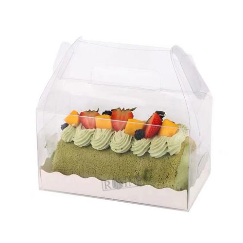 Dessert Packaging Boxes Cake Swiss Roll Box with Handle Recyclable Transparent Small Clear Plastic Food Mini Cupcake Boxes