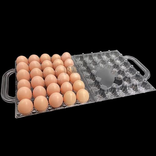 Disposable PET plastic transparent egg trays with handles