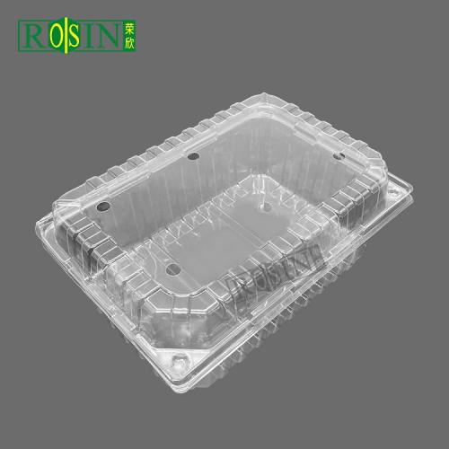 customized disposable transparent PET clamshell fruit boxes with perforated anti-fog lid