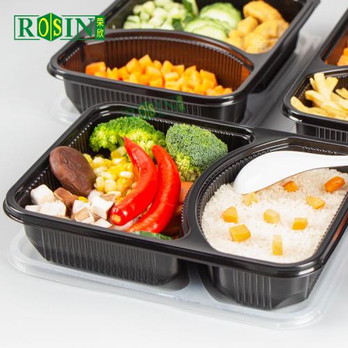 30 oz 2 3 Compartment Microwaveable Lunch Box Freezer Safe Takeout Disposable Plastic Food Containers with Lid