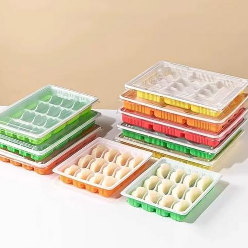 Customized disposable pp 12 cavity plastic dumpling tray with lid